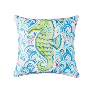 C&F Home 18" x 18" Mermaid Garden Seahorse Indoor/Outdoor Throw Pillow - 1 of 4
