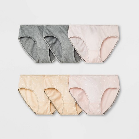 Girls' 6pk Cotton Briefs - Cat & Jack™ Gray/Beige/Pink S