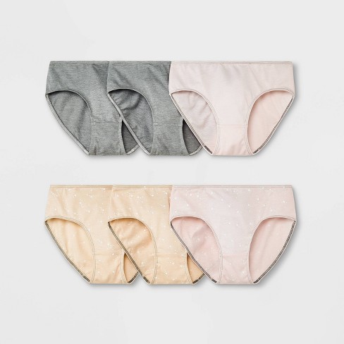 Girls' 6pk Cotton Briefs - Cat & Jack™ Gray/beige/pink M : Target