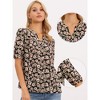 INSPIRE CHIC Women's Boho Floral Button Up V Neck Dressy Casual Short Sleeve Blouse - 2 of 4