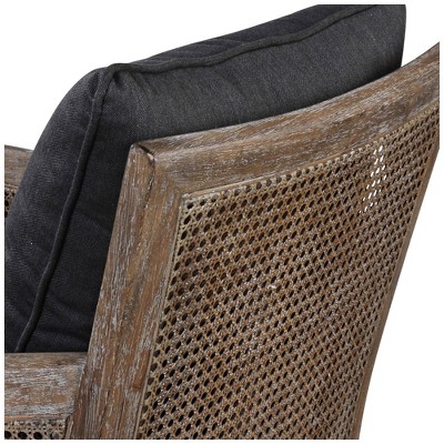 Sandstone Frame with Lush Dark Gray Fabric Coastal Accent Chair