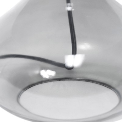 Smoke Gray Glass Gourd Nightstand Lamp with Barrel Shade