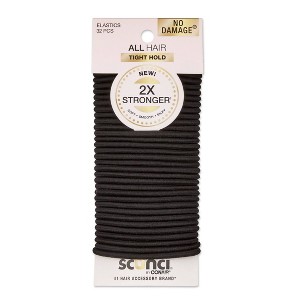scünci No Damage 2X Stronger Elastic Hair Ties - Black - 4mm - All Hair - 32pcs - 1 of 4