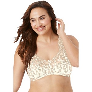 Amoureuse Women's Plus Size Embroidered Wireless Back-Close Bra - 1 of 4