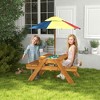 Outsunny Kids Picnic Table, 3 in 1 Sand and Water Activity Table w/ Foldable Umbrella, 2 Play Boxes, Removable Top, Aged 3-6 Years Old, Teak - 2 of 4
