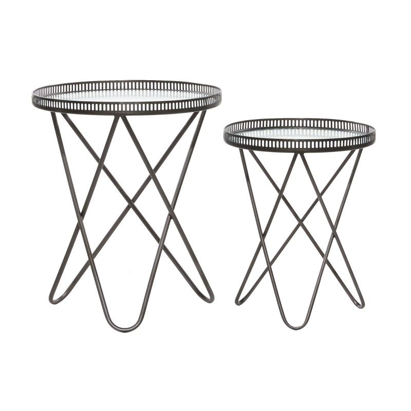 Set of 2 Industrial Metal Accent Tables Gray - Olivia &#38; May, 6 of 8