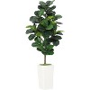 6FT Fiddle Leaf Fig Tree Artificial Plant in Modern Pot Bendable Boughs & Weighted Planter - Home Office Decor - 3 of 4