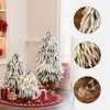 LuxenHome 3-Piece Snowy Christmas Tree Set with Battery Lights & Burlap Base, Holiday Decor Green - 2 of 4
