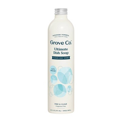 Grove Co. Ultimate Dish Soap Refill in Aluminum Bottle - Free & Clear - 16 fl oz