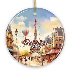 Elegant Watercolor Eiffel Tower Paris Artwork Ornament, France Souvenir| OrnamentallyYou - 1 of 4