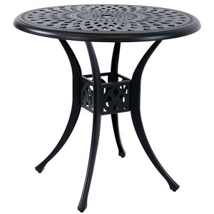 Sunnydaze 30.75" Round Sigonella Cast Aluminum Outdoor Patio Table, Black - 1 of 4