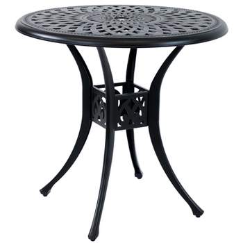 Sunnydaze 30.75" Round Sigonella Cast Aluminum Outdoor Patio Table, Black