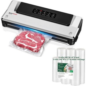 Bonsenkitchen Multi-functional  Compact Vacuum Sealer with 5 bags, high-speed efficient sealing, bundle with 3 rolls 8"/11" sealer bags. - 1 of 4