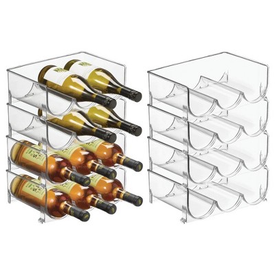 mDesign Plastic Free-Standing Stacking 3 Bottle Wine Storage Rack, Clear, USA Made