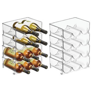 mDesign Plastic Free-Standing Stacking 3 Bottle Wine Storage Rack, Clear, USA Made - 1 of 4