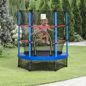 Resenkos 5-Foot Children's Trampoline with Safety Enclosure Net for Ages 3-6 - - 1 of 4