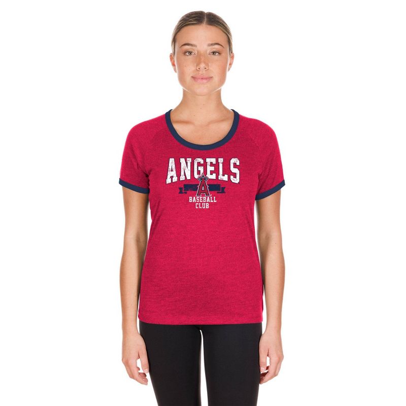 MLB Los Angeles Angels Women&#39;s Heather Bi-Blend Ringer T-Shirt, 5 of 7