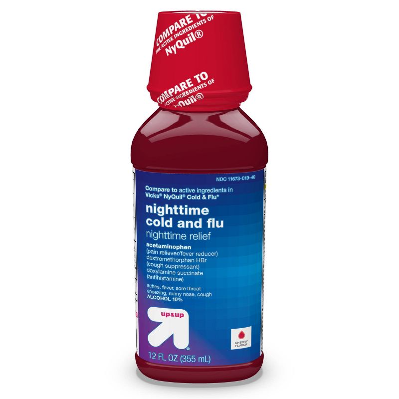 Nighttime Cold &#38; Flu Relief Liquid - Cherry - 12 fl oz - up &#38; up&#8482;, 1 of 6