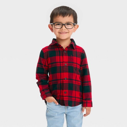 Toddler Boys' Long Sleeve Flannel Shirt - Cat & Jack™ Red 2t : Target