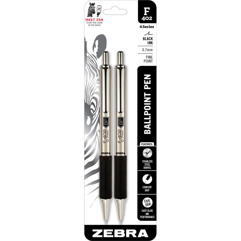 Zebra 2ct F-402 Ballpoint Pens Black Ink Fine .7mm, 1 of 6