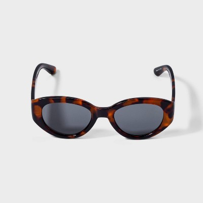 Women's Plastic Oval Tortoise Shell Sunglasses - A New Day™ Assorted Browns