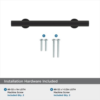 Matte Black Steel Modern Bar Cabinet Pull with Mounting Hardware