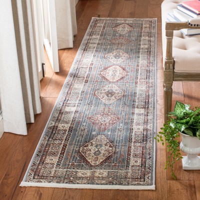 Herat Gray and Cream Oriental Synthetic Runner Rug