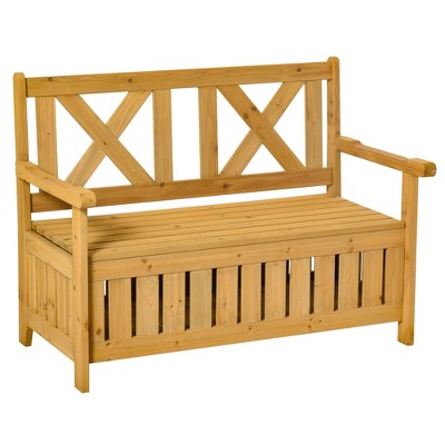 2 Seater Outdoor Garden Storage Bench, Wooden Patio Bench With Storage