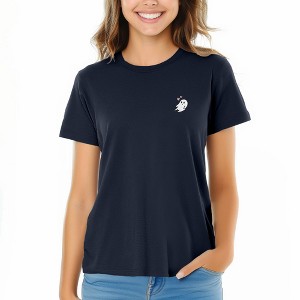 DALIX Heartly Ghost Embroidered Soft Cotton Short Sleeve T Shirt Womens - 1 of 4
