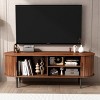 Modern MDF Storage TV Stand with Sliding Door,Mid Century TV Console Table for Living Room,Walnut TV Stand Cabinet with Fluted Design-Coolbibila - 3 of 4