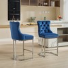 Grungis Velvet Bar Stools with Chromed Metal Base Set of 2,Counter Stools with Button Back and Rivet Trim,Kitchen Chairs for Kitchen Island - 4 of 4