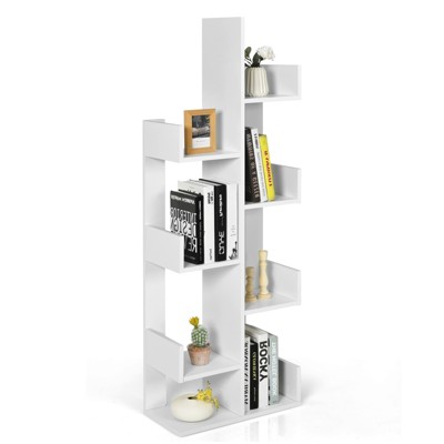 Costway 8-tier Bookshelf Bookcase W/8 Open Compartments Space-saving  Storage Rack White : Target