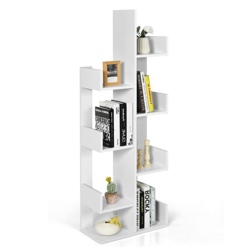 Tangkula 8-Tier Modern Bookshelf Anti-fall Tree Bookcase Storage Rack Suitable for Home & Office Brown/White/Black, 1 of 7