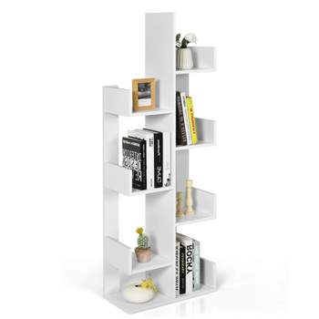 Tangkula 8-Tier Modern Bookshelf Anti-fall Tree Bookcase Storage Rack Suitable for Home & Office Brown/White/Black