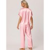 cheibear Women's Satin Summer Short Sleeves Sleepshirt with Pants Lounge Pajamas Sets - 3 of 4
