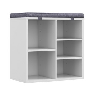 Wooden Shoe Rack Organizer with Adjustable Shelves & Side Pockets for Hallway,Mudroom & Porch,Living Room,Shoe Bench with Storage & Cushioned Seat - 1 of 4