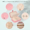 HTUTWOO Travel Jewelry Box, PU Leather Jewelry Organizer for Girls, Portable Mini Travel Case Display Storage Holder Boxes for Stud Earrings, Rings - 3 of 4