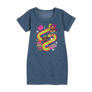 - LOL Surprise! - Glow Grrrl, Neon QT, & Beats Babe Graphic Short Sleeve Fleece Dress - 1 of 3