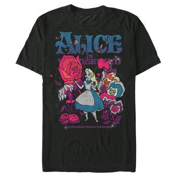 Men's Alice In Wonderland Alice And The Talking Flowers T-shirt - Black -  2x Large : Target