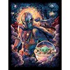Juniors Womens Star Wars The Mandalorian Starry Night Best Friend Portrait T-Shirt - 2 of 4