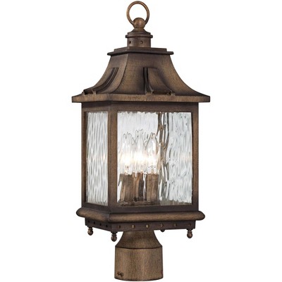 Minka Lavery Industrial Outdoor Post Light Fixture Portsmouth Bronze 18 3/4" Clear Water Glass for Post Exterior Barn Deck House