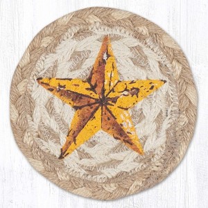 Earth Rugs Yellow Star Round Coaster – Braided Jute, Primitive Americana Decor, 5"x5" - 1 of 3