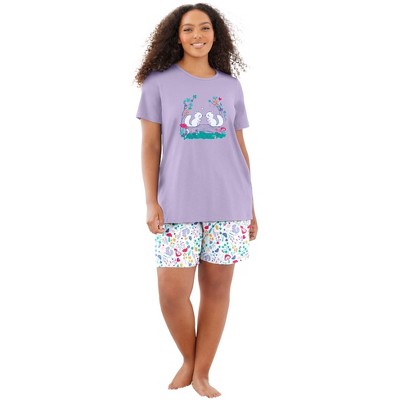 Dreams & Co. Plus Size Knit Pj Short Set