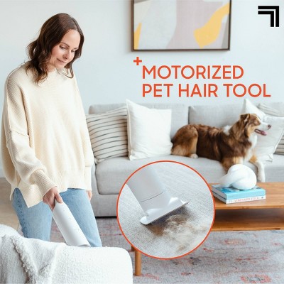 White Cordless Handheld Vacuum with HEPA Filter and Pet Tool