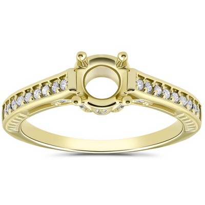 Pompeii3 Vintage 1/5ct Semi Mount Engagement Ring Setting Gold