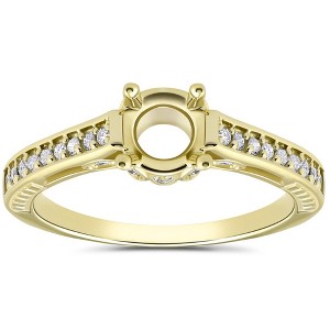 Pompeii3 Vintage 1/5ct Semi Mount Engagement Ring Setting Gold - 1 of 4