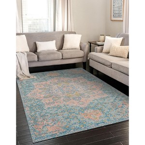 Unique Loom Chenille Jute Heather Floral and Botanical Indoor Flatweave Hand Made Area Rug - 1 of 4