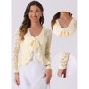 INSPIRE CHIC Women's Tie Front Ruffled Hem Floral Lace Sheer Crop Bolero Shrug - 2 of 4