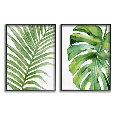 Stupell Industries Tropical Green Palms Minimal White Background