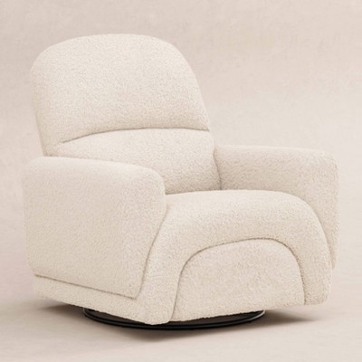 Almond Teddy Loop Swivel Recliner with Metal Frame